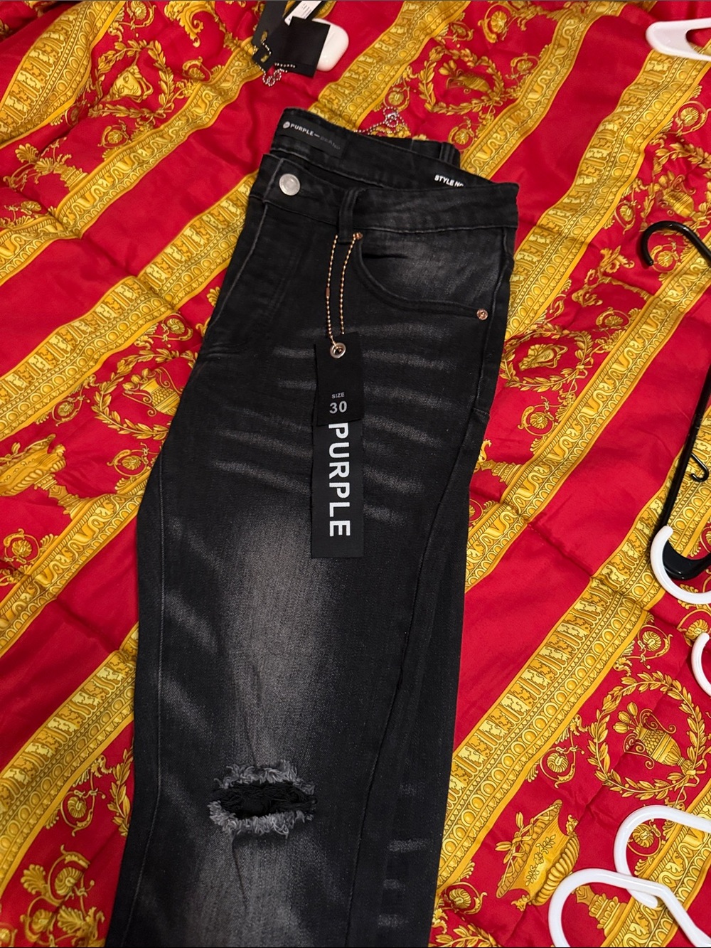 PURPLE BRAND Black Slim Denim Jeans with Branded Waist Patch